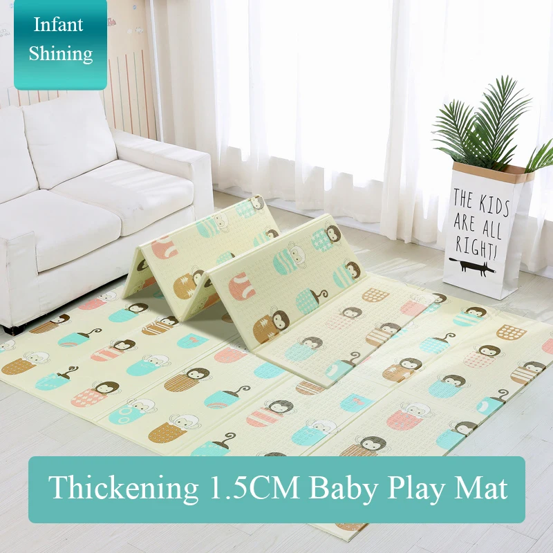 Kaufen Infant Glänzende 1,5 CM Dicken Baby Matte Playmat Faltbare Kind Spielen Matte 200*180CM Große Kind Kriechende Matte puzzle Decke Spiel Pad