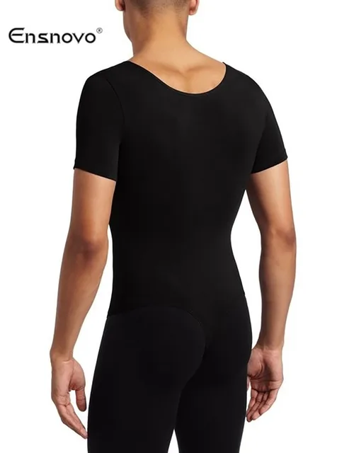 Ensnovo men Sleeveless Gymnastics Leotard Ballet Costumes Lycra Custom Skin Jumpsuit Dancewear Body Suit -