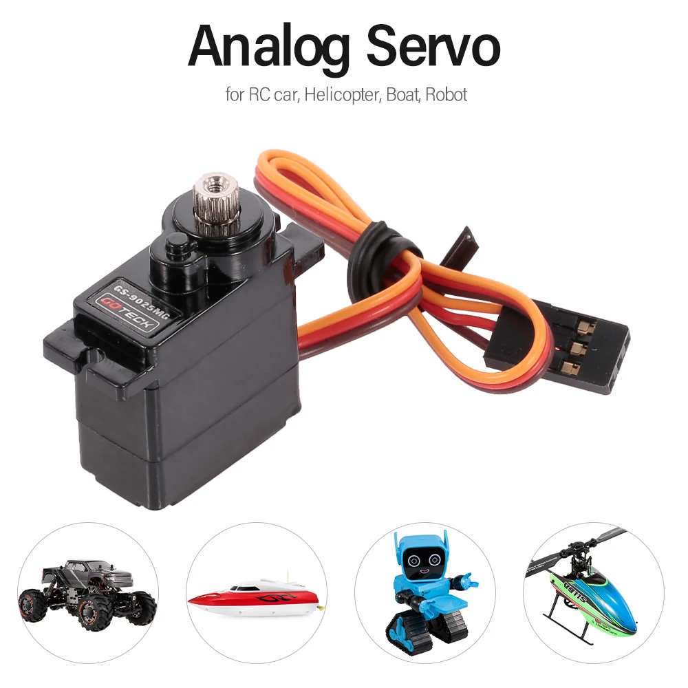 

GOTECK GS9025MG Metal Gear Micro Analog Servo for RC Car Helicopter Boat Robot 2.5KG 0.09Sec 250mA at Stop 320mA At No Load