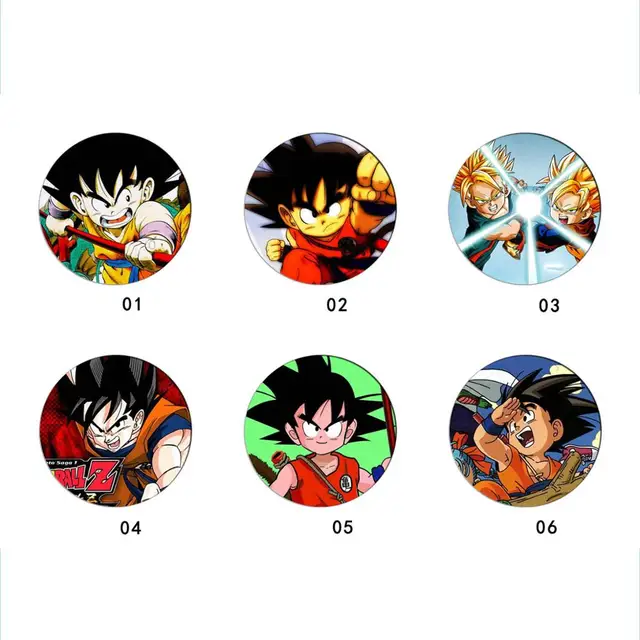 6pcs/set Anime DRAGON BALL Z Badge Acrylic Cartoon Pins Super Saiyan