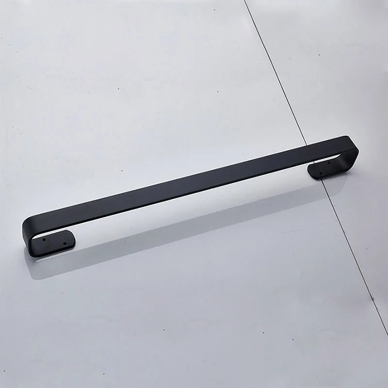 Black Single Washroom Space Aluminum Single Towel Bar Bathroom Hangers Square Towel Rack Bathroom Clothes Bath Wall ASL0002