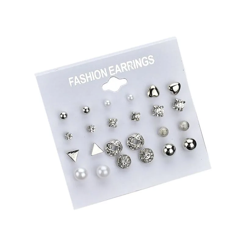 

TS#50 Fashion Earrings Ear Ring Set Combination Of 12 Sets Of Heart-shaped Earrings Set Free Shipping