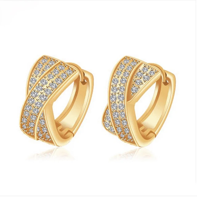 2017 Fashion Jewelry Vintage Cubic Zirconia 18k Real Yellow And 2017 Fashion Jewelry Vintage Cubic Zirconia 18k Real Yellow And White Gold Plated Small Hoop Earrings