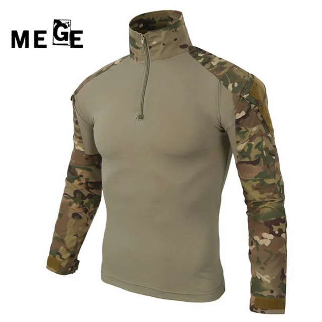 MEGE Military multicam army combat shirt uniform tactical shirt with elbow pads camouflage hunting clothes ghillie suit top