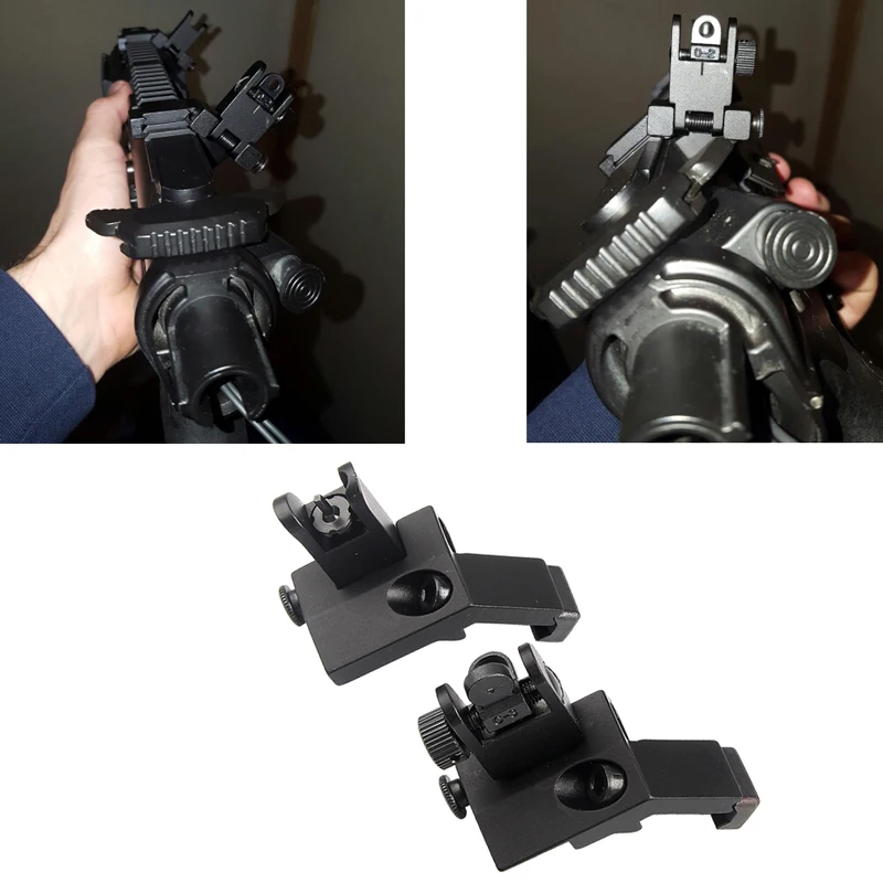 Tactical AR15 Airsoft Front and Rear flip up 45 Offset Degree Rapid Transition Backup Iron Sight Fit 20mm Picatinny rail RL27-0004