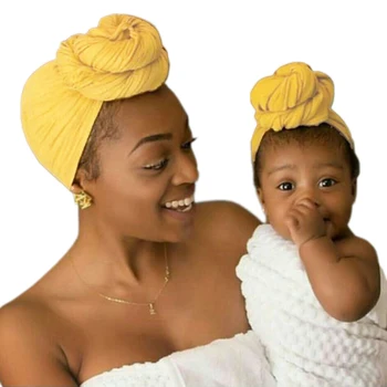 

15PCS / LOT SINGYOU Europe Style Hot Sale Beanie Cap Mother and children two-Piece Set India Hat Popular Solid Color Turban Cap
