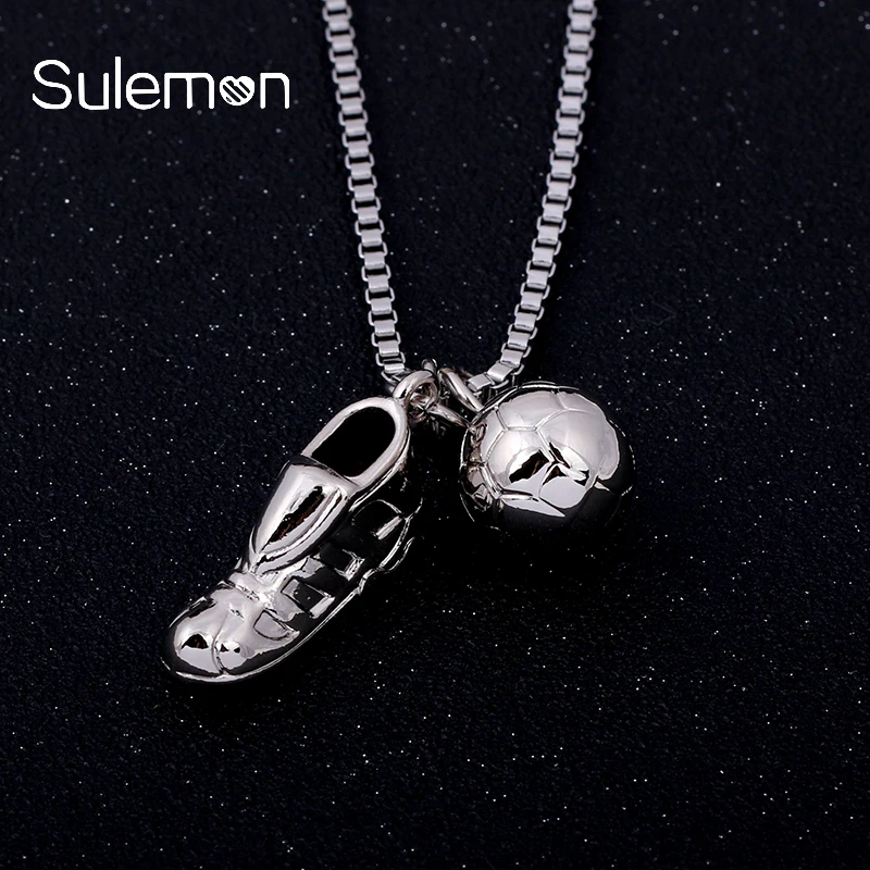 

Soccer Shoes&Football Pendant Stainless Steel Necklace For Women&Men Trendy Outdoor Casual/Sports Metal Football Necklaces SN76