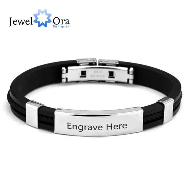 Personalized Engraved Bracelet For Men Custom Stainless Steel Personalized Engraved Bracelet For Men Custom Stainless Steel Bracelets Bangles Fashion Jewelry Gift Him Jewelora