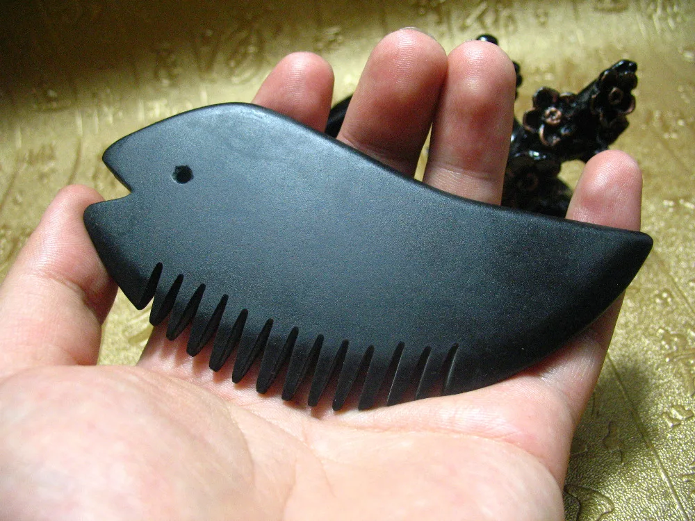 

China black Bian Stone GuaSha Massage Scrape Therapy Health Cure Tool #001