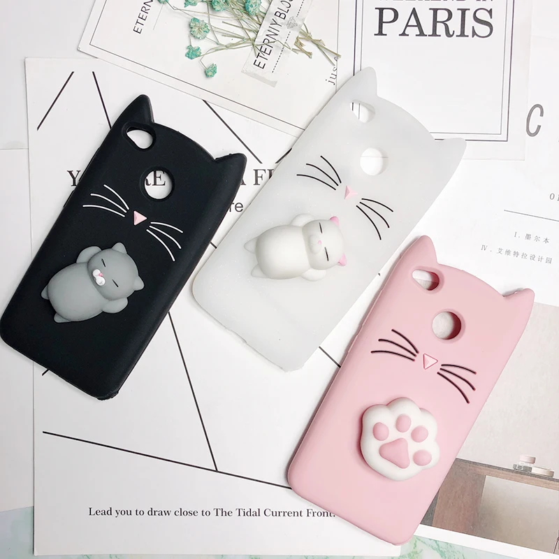 3D Silicone Case Redmi note5A Cute Cat Case Squishy Phone Cases For Xiaomi Redmi Note 3 4X 4A 5A 5 Pro Cover Coque Soft Cat Case