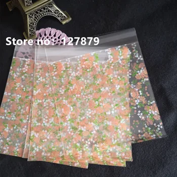 

50Pcs 14x14cm Rose Flowers Candy Cookie Bags Wedding Party Gift Bag Self Adhesive Plastic Jelly Biscuit Packaging Bag