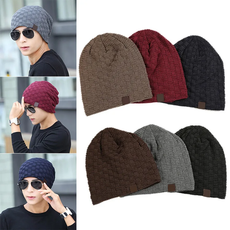 1 قطعة رجل الشتاء بيني كاب في الهواء الطلق بونيه الدافئة التزلج فضفاض قبعة لينة الحياكة القبعات FS99