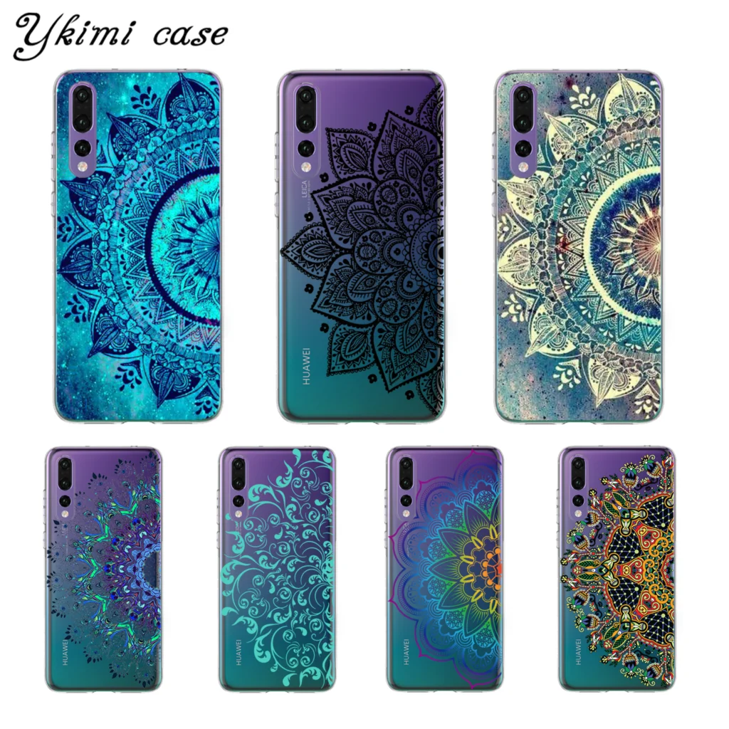 

Ykimi Case For Huawei P30 Pro P30 Lite Case Cover Colored Mandala Flower Funda Transparent Soft Silicone TPU Coque