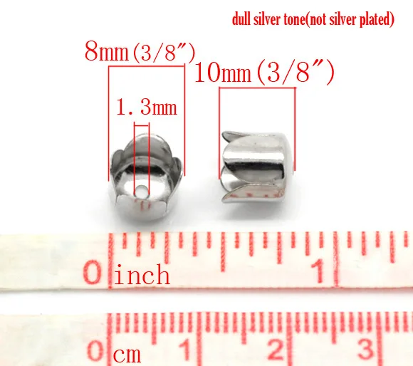 Ожерелье из сплава, концевые наконечники, цветок, серебряный тон, 8 мм(3/") х 8 мм(3/8"), 40 шт., новинка