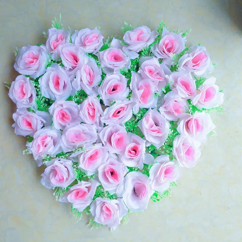 40x38cm Artificial Silk Heart Shape Lovely Rose Flower Ball for Wedding Car Door Floral Centerpiece Valentines Decorations