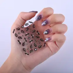 30 листов случайного дизайна 3D-Наклейки для ногтей прозрачное дно черный цветок серии наклейка для дизайна ногтей