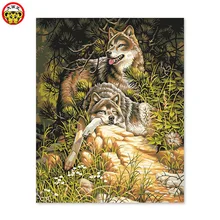 Картина по номерам искусство Краска по номерам волк на камне солнце на камне ленивый отдыхающий животное волк ребенок