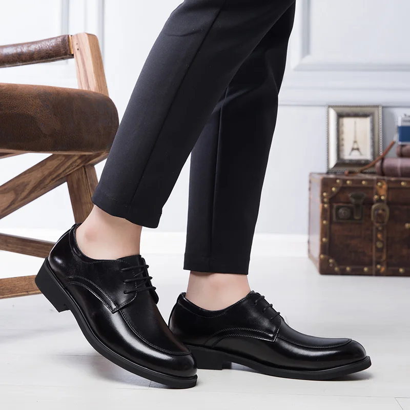 OSCO/Мужская обувь; сезон осень; Повседневная обувь в деловом стиле; мужская кожаная обувь на шнуровке для отца среднего возраста; Мужская обувь; официально-деловое платье