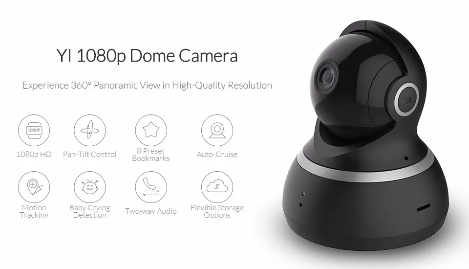 [Международное издание] Xiaomi Yi купол Камера 1080 P FHD 360 градусов 11" широкоугольный Пан- наклон Управление двухстороннее аудио YI купол Камера