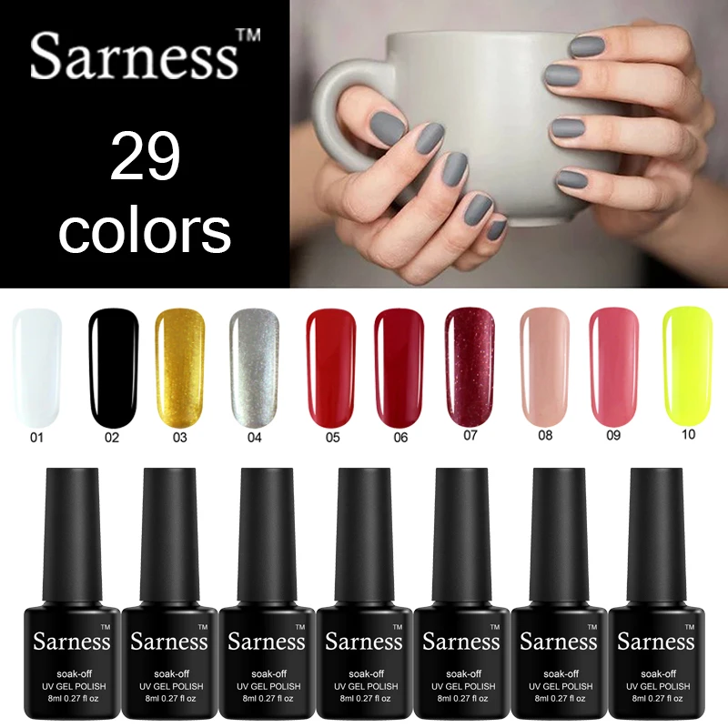 

Sarness Nude Color French UV Gel Nail Polish Glitter for Nails Gellak Permanent Nail Art Soak Off Lucky Gel Polish Primer