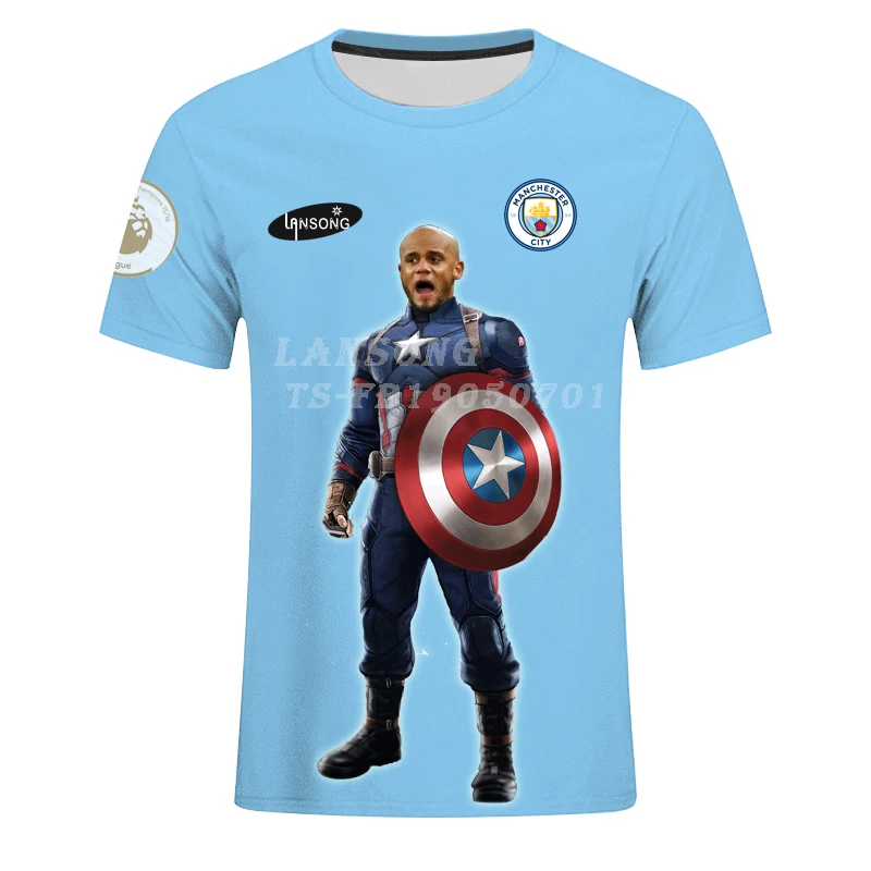 

3d print 2018 2019 may Premier League Manchester City F.C. T shirt men Vincent Kompany RoundNeck Football jerseys funny t shirt