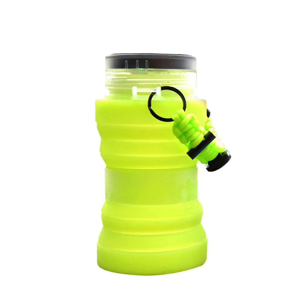 Sorbo Cup Creative Silicone Bottle Solar Charging Lighting Folding Bottles Cups 500ml Water Cup With Multifunction Braided Rope