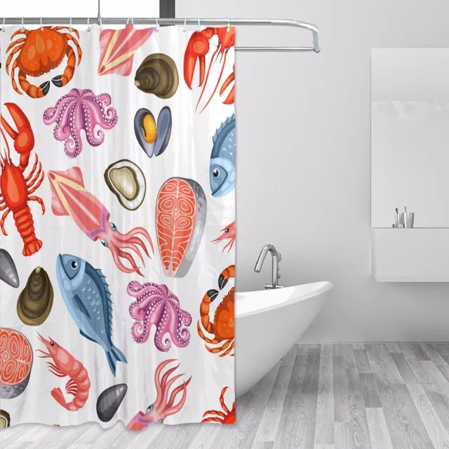 152x183cm Shower Curtain Waterproof With Hooks Mildew Mold Resistant 152x183cm Shower Curtain Waterproof With Hooks Mildew Mold Resistant Polyester Curtains Fish Sea Animals Bathtub