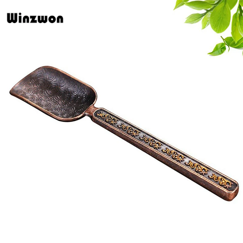 

1Pcs Copper Chinese Teaspoon Tea Scoop Spoon Green Tea Leaves Chooser Holder Tea Accessories For Chinese Kongfu Tea