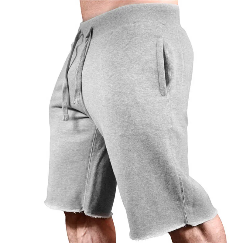 

Summer New Cotton knee length Short Loose Shorts Drawstring Waist Bermuda Sweatpants Fitness Short Jogger Casual Gyms Men Shorts