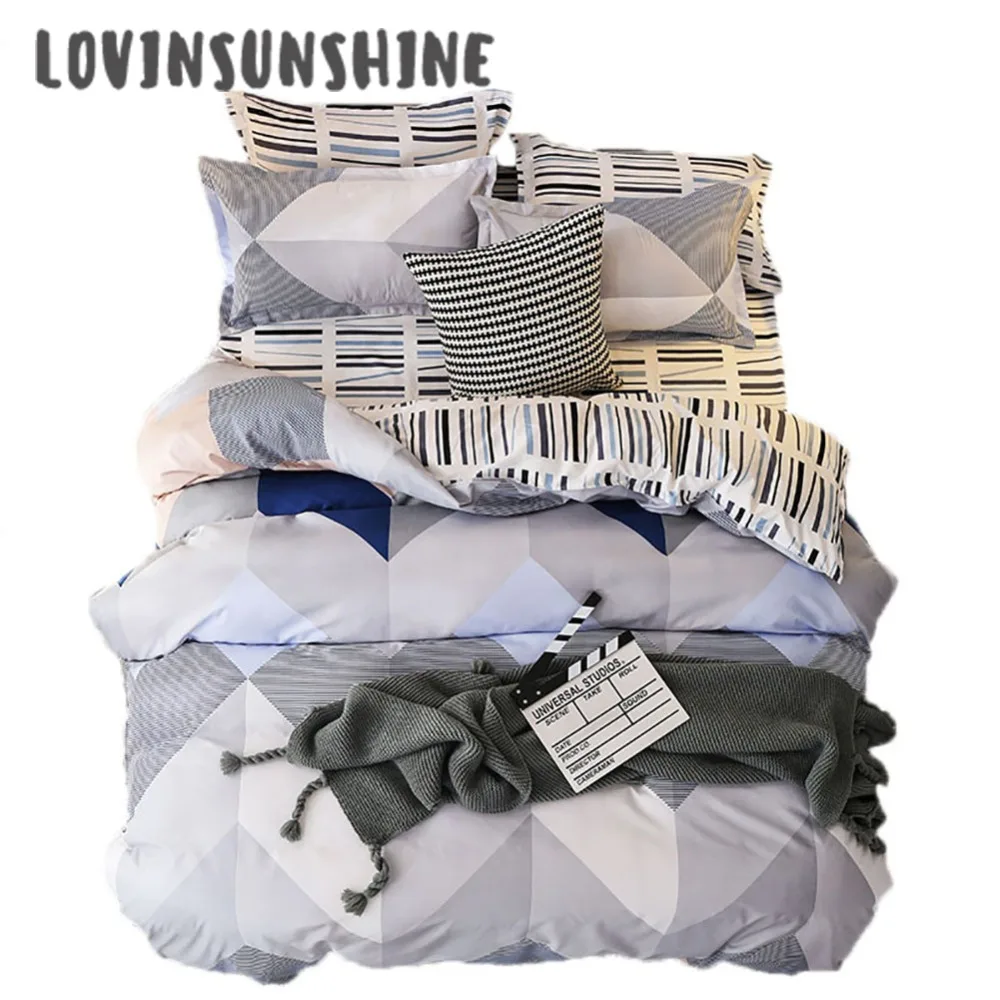 

LOVINSUNSHINE Quilt Cover Set Bed Sheets And Pillowcase Simple Geometric Pattern Queen Size Comforter Sets AB#84