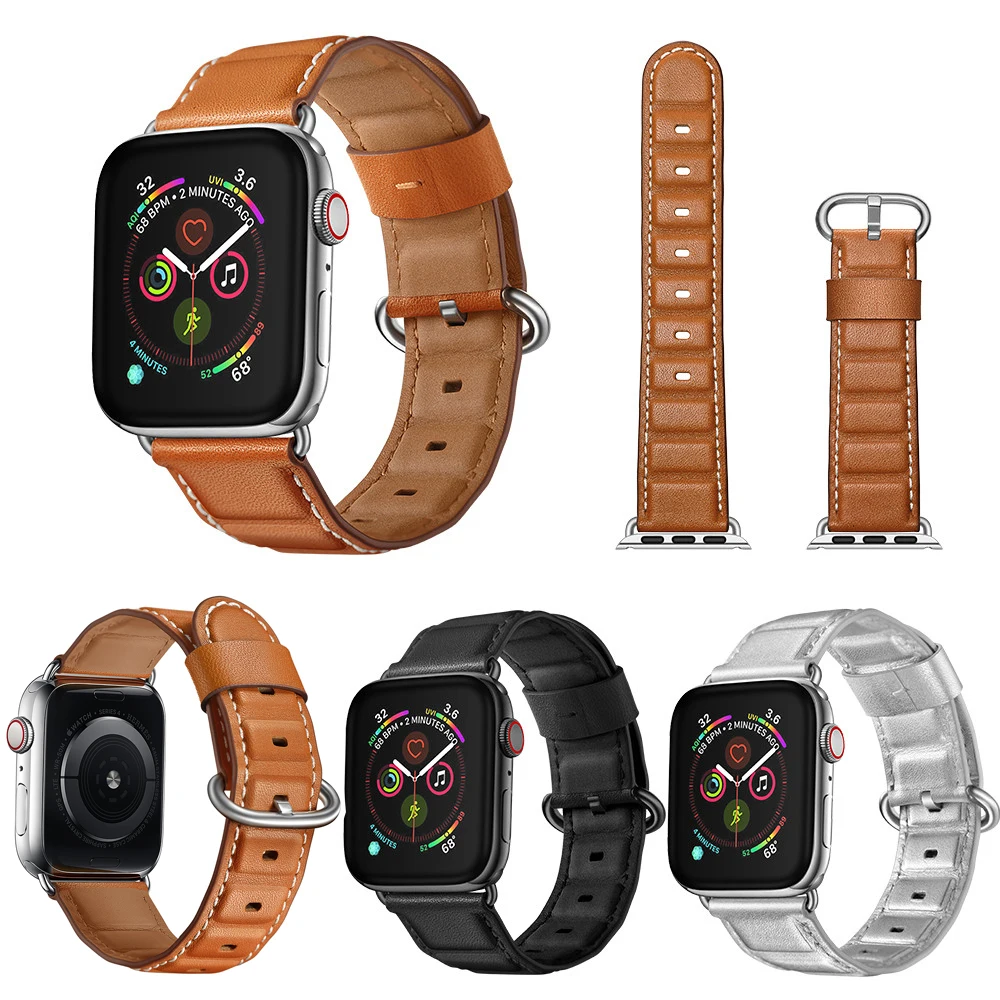 Ремешок кожаный для Apple Watch 4 44 мм 42 40 белый браслет 38 Series 3 2 браслет|Ремешки часов| |