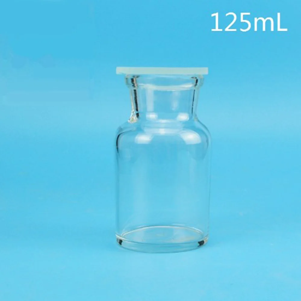 125mL Gas Collecting Bottle Transparent Clear Glass with Ground In