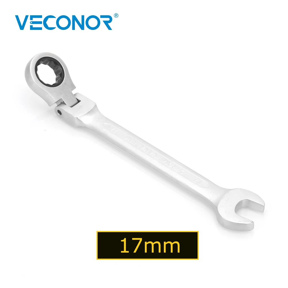 

Veconor 17mm Metric Flex Head Ratcheting Combination Wrench, Ratchet Spanner, Chrome Vanadium
