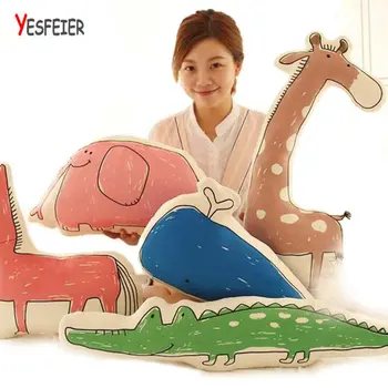 

Lovely elephant crocodile giraffe plush toys 3D Printing horse animal pillow Children's wholesale cushion Animals Cushion