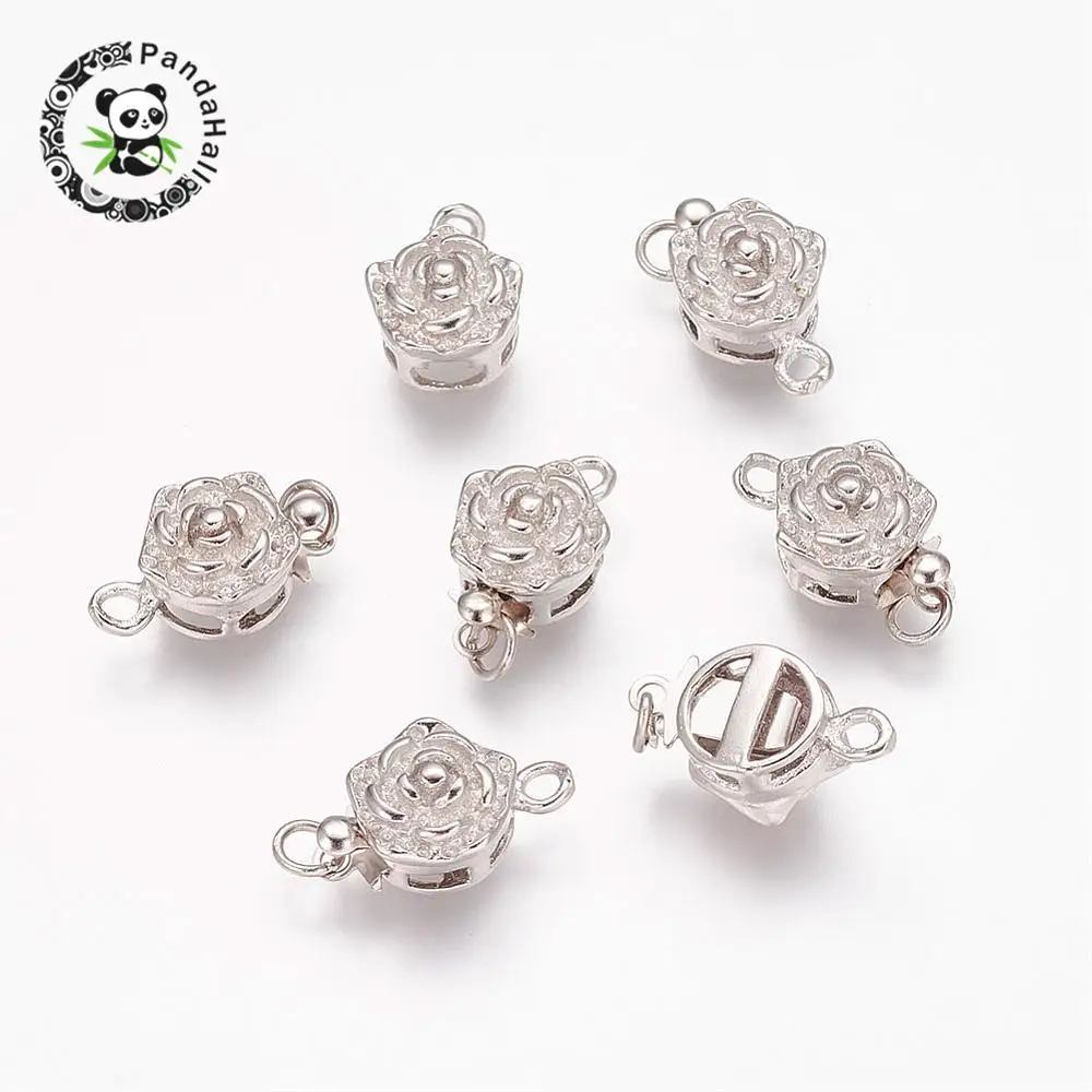 50sets DIY Brass Rose Jewelry Box Clasps Findings for Flower Links