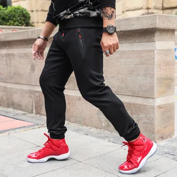 

New arrival Simple Zipper Girdle legged Pants Men Straight Casual Loose Full Length Elastic Waist plus size 2XL 3XL 4XL 5XL 6XL