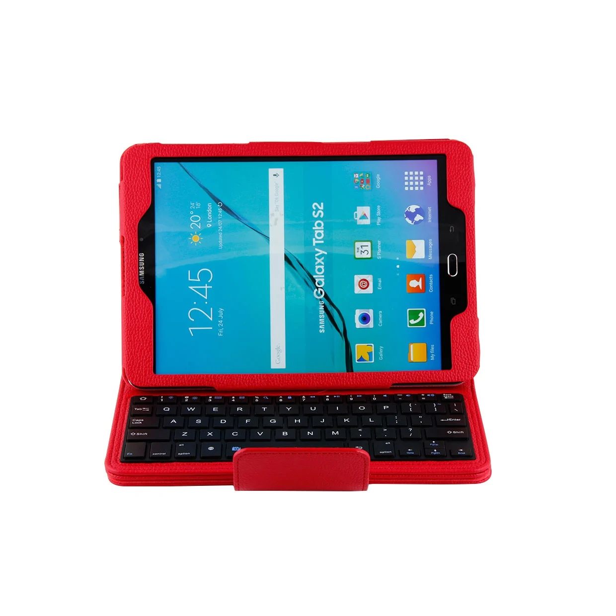 Для Samsung Galaxy Tab S2 9,7 Беспроводной Bluetooth клавиатура чехол для Galaxy Tab S2 9,7 T810 планшет кожаный чехол с откидной крышкой с функцией подставки+ стилус - Цвет: Красный