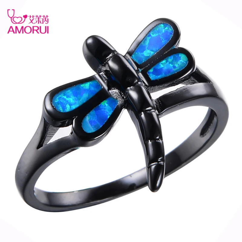 Unique-Design-Animal-Rings-Aneis-for-Women-Men-Fashion-Blue-Fire-Opal-Ring-Vintage-Black-Gold