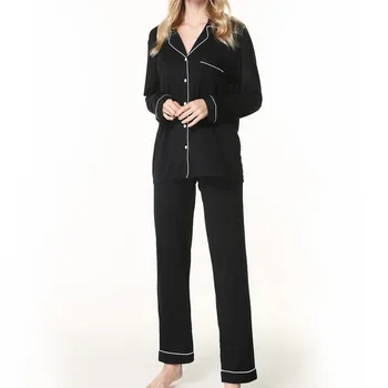 

2019 Pajamas Set Women's Long Sleeve Pants Pajamas Button Lapel Underwear Set Top + Pants 2 Piece Set Pyjamas Women pijama mujer