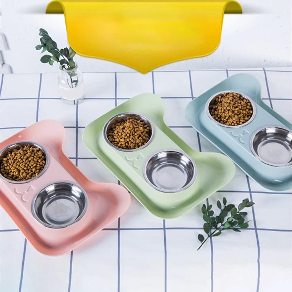 

Durable Double Stainless Steel Dog Cat Bowls with Non-spill & Non-skid Design for Pet Food and Water Elevated Feeder