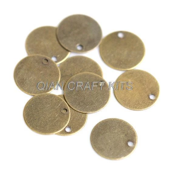 15 Silver Plated Brass Alloy Metal Stamping Blanks Round Drop Dia 25mm