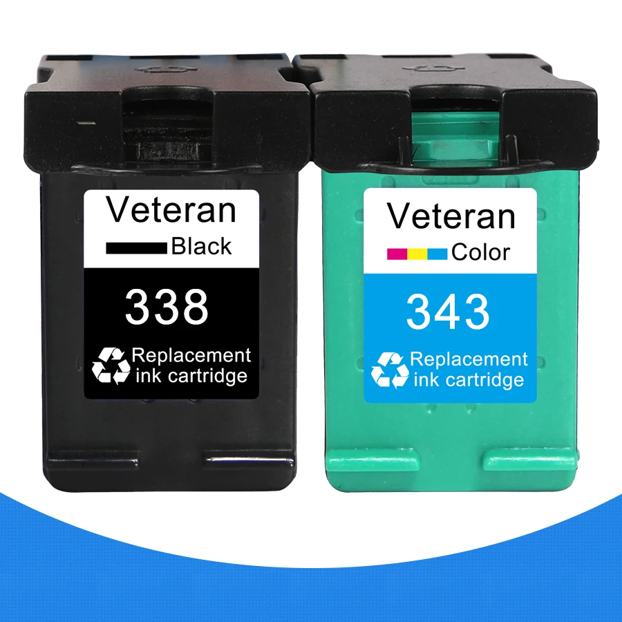 

Veteran 338 343 XL Ink Cartridge Replacement for hp 338 343 hp338 for hp Deskjet 5740 6520 PSC 1507 1510 Photosmart 8150 460c