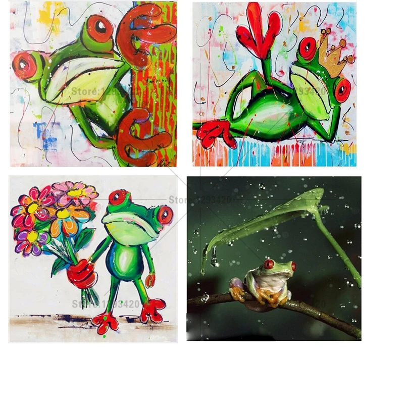 

Diy Diamond Painting cartoon colorful frog Diamond Mosaic Pasted Cross Stitch kits 5D Square Diamond embroidery Home Decor