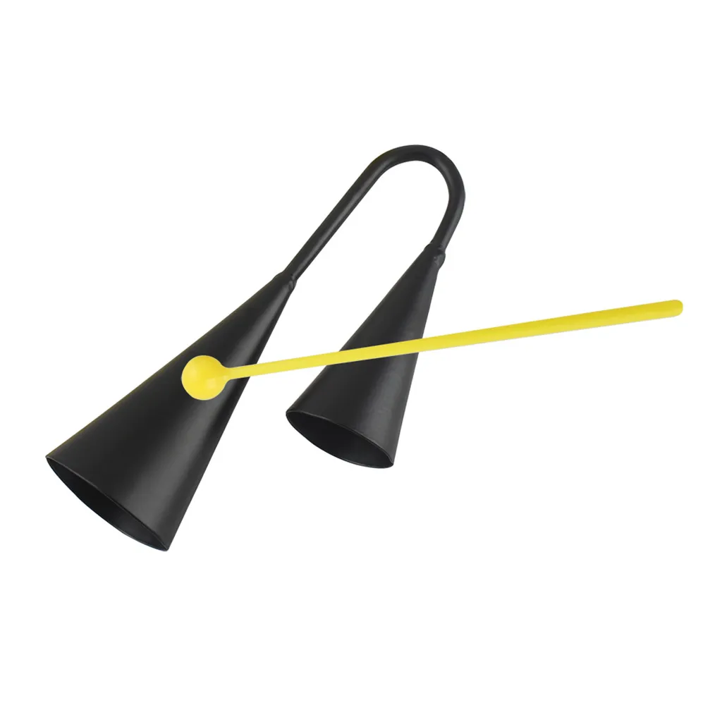 Black Iron Double Cowbell For Musical Learning Instruments With Stricker Black Iron Double Cowbell For Musical Learning Instruments With Stricker