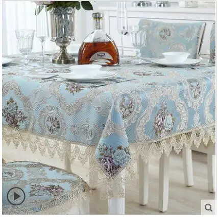 

Europe luxury embroidered tablecloth table dining table cover table cloth Lace fabric coffee chair cushion back stereoscopic
