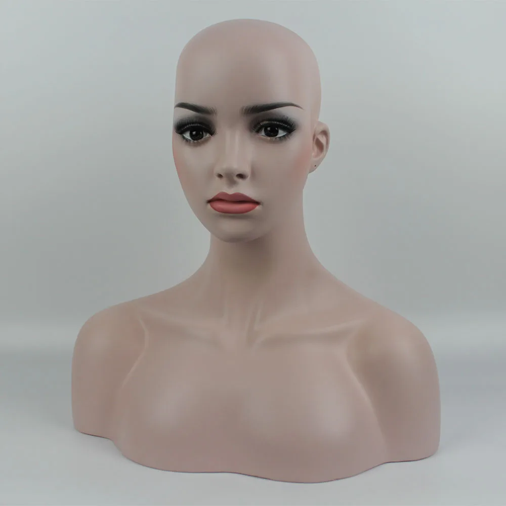 Plus Size Fiberglass Realistic Female Mannequin Dummy Head Bust For Wigs Hat Sunglass Jewelry