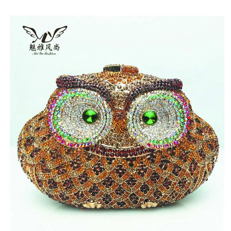 

Owl Diamond Evening Women Clutch Bag Party Crystals Clutches Wedding Purses Ladies Hollow Out Handbags Bolsas Gold Mujer Sac