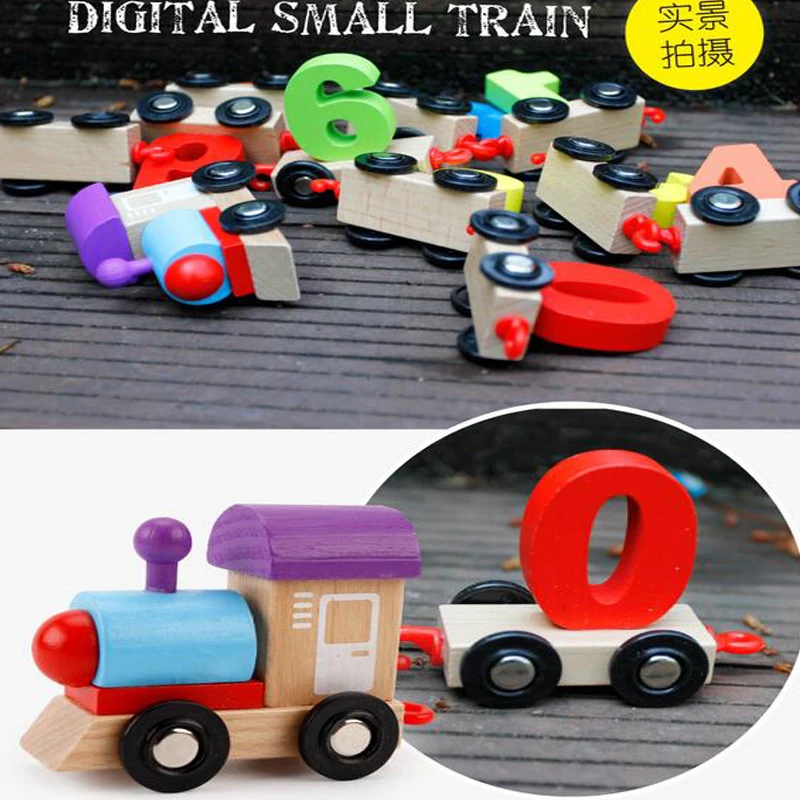 Mini Digital Train Wooden Alphabet Number Educational Children Building Block Toys Railway Tools For Kids | Игрушки и хобби