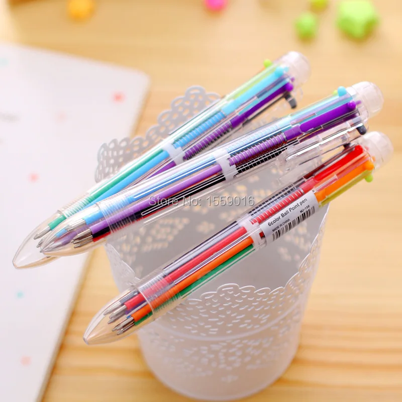 Makeasy 멀티 컬러 다기능 펜 6색 클리어 배럴(4PCS)