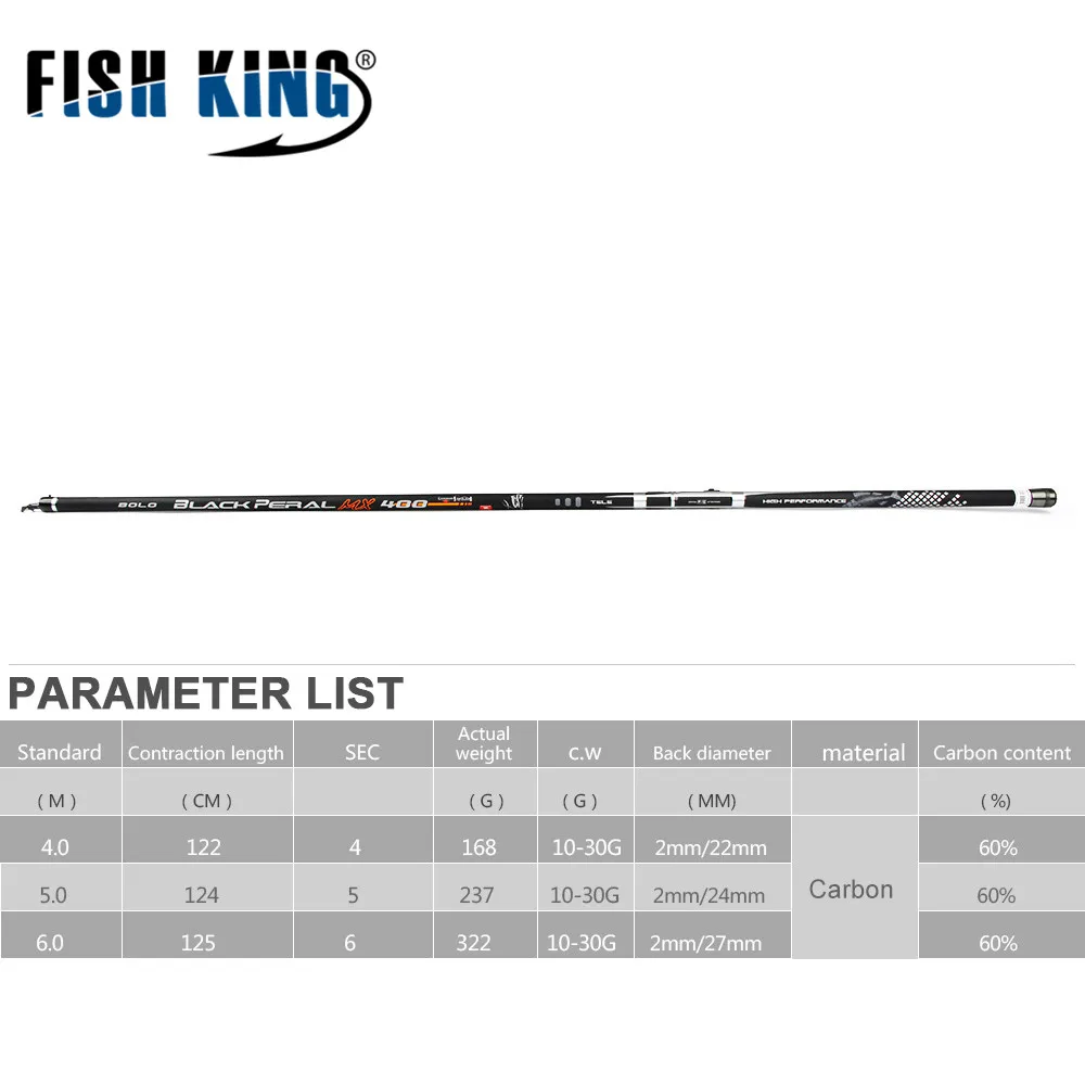 Рыболовная удочка FISH KING Rock 4-6Sces, length122-125cm, Болонские удилища, светильник из углеродного материала, удочка для океанской рыбалки